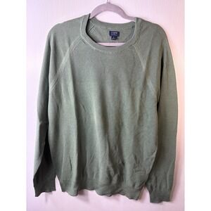 J Crew Factory Mens XL Textured Cotton Crewneck Sweater Green Pullover Soft Cozy